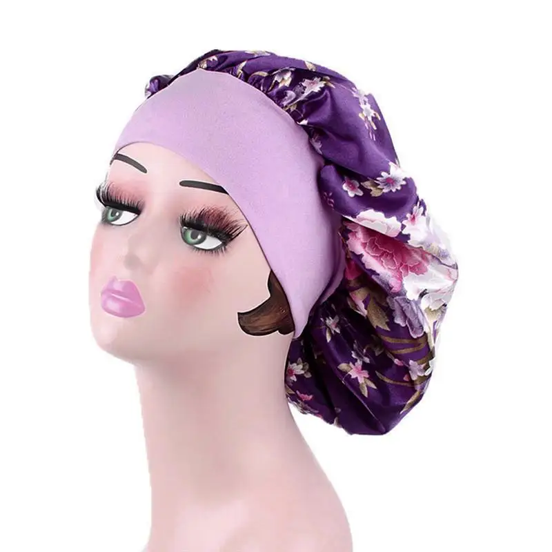 Цветочный принт ночная Кепка широкая сатиновая Женская кепка для выпадения