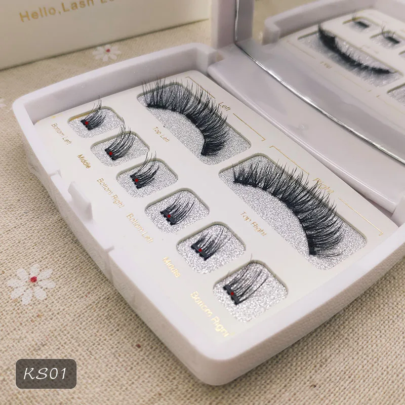 KS01 white box 6D магнитные ресницы накладные ресницы полная полоса накладные ресницы магнитные ресницы с зеркалом и пинцетом коробка акриловая для дропшиппинг - Цвет: KS01 white box