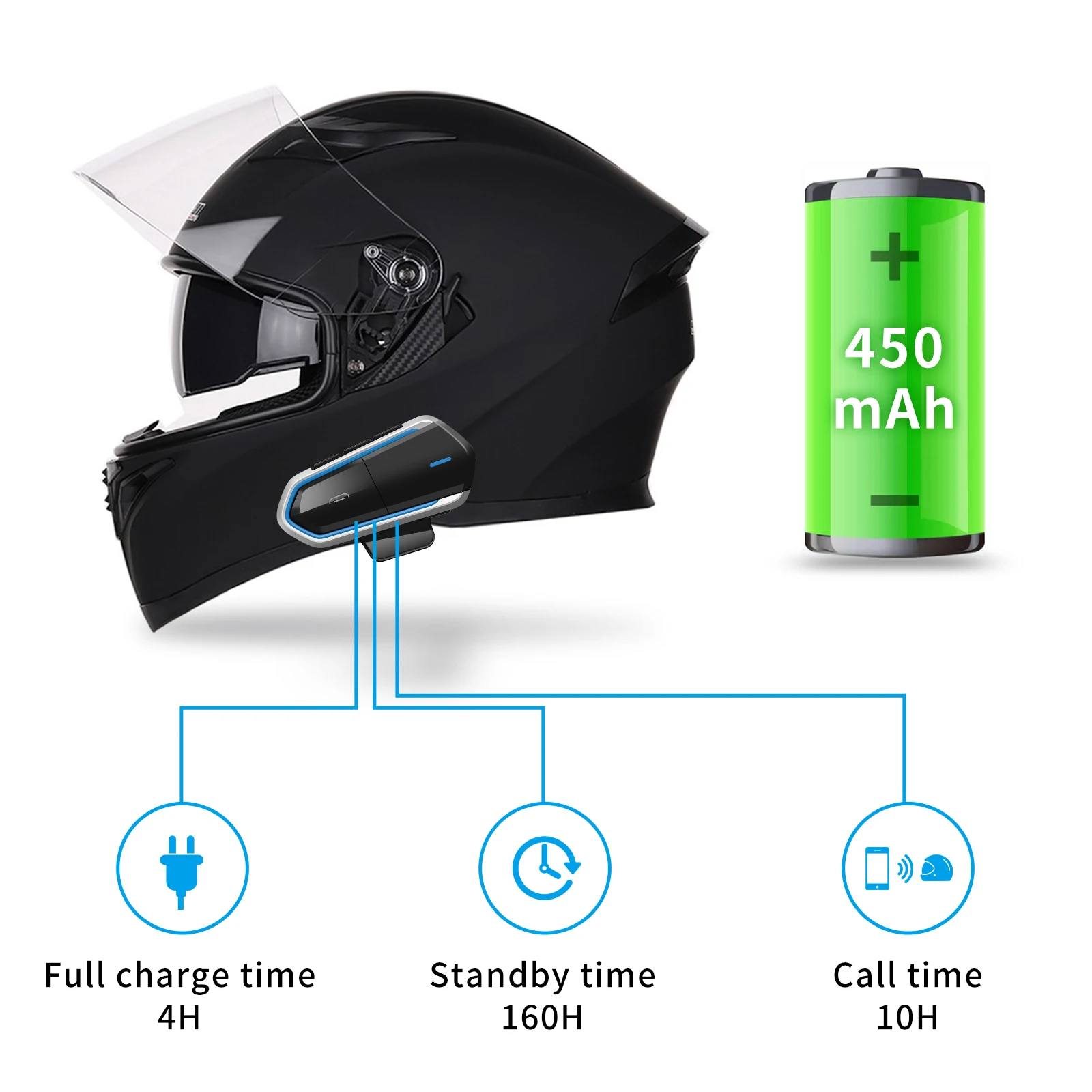 Bluetooth-гарнитура для мотоциклетного шлема 5.0 беспроводные наушники FM-радио с