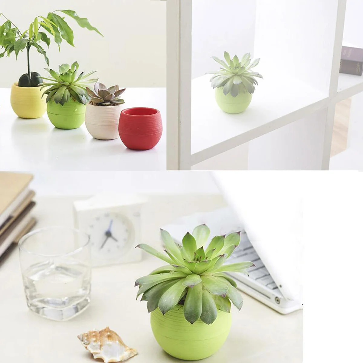 

Planter Flower Pots Supply Decoration Round Mini Plastic Succulent Plant