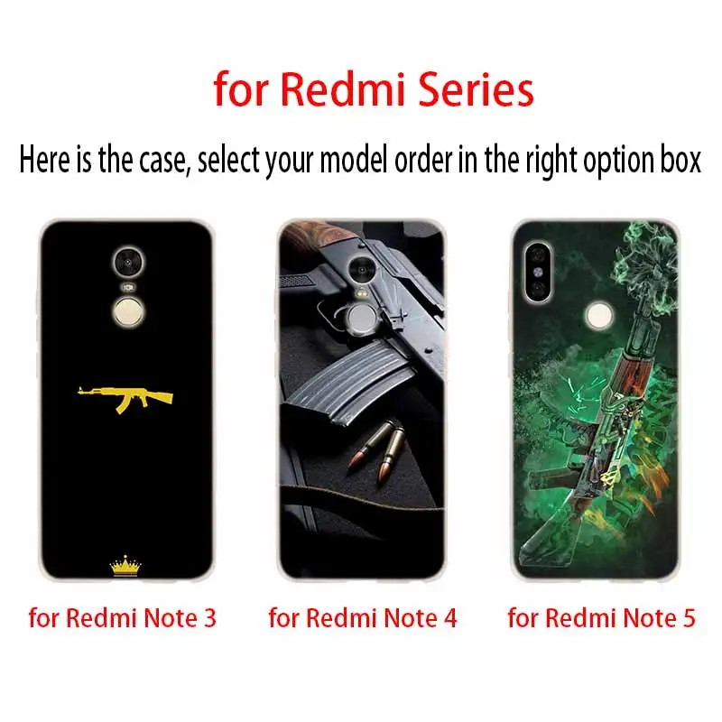 Модный мягкий чехол AK47 из ТПУ для Xiaomi Redmi 9 8 7 6 5 A 9at 9Prime 4x 4a K20 Pro 9a 8a 7a | Мобильные