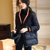 2021 winter new graceful and fashionable black long sleeve stitching female short cotton coat jacket