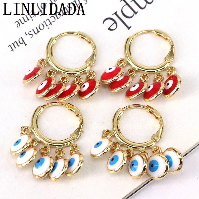 

5 пар, 2022, новый дизайн, Красочные Подвески для глаз, маленькие эмалированные золотые серьги-подвески в форме кольца для женщин, подвесные Уш...