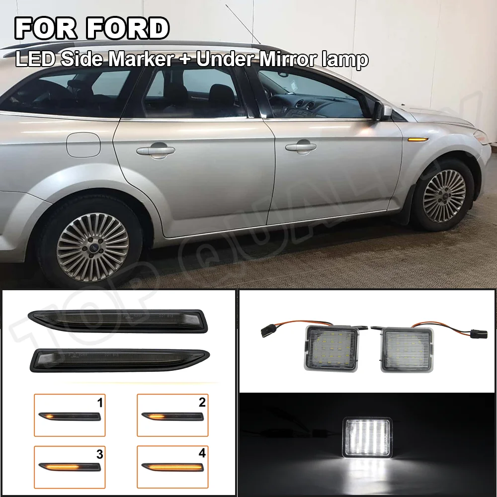 

For Ford Mondeo Mk4 IV 2007-2014 Dynamic LED Side Marker Turn Signal Light Blinker Lamp & LED Under Sider Mirror Puddle Light