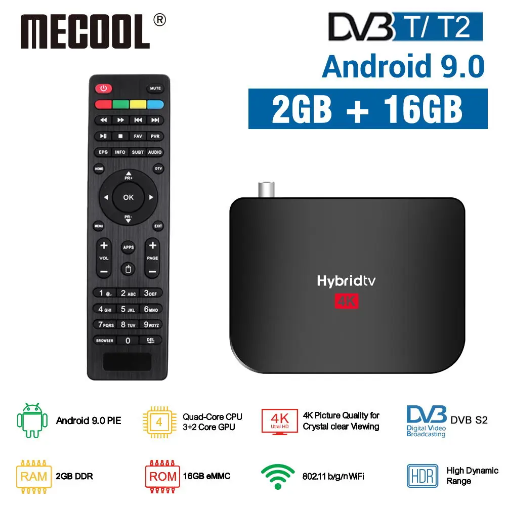 

M8S Plus DVB T/T2 Amlogic S905X2 2GB 16GB Android 9.0 TV Box 4K H.265 2.4G WiFi Smart Set Top Box