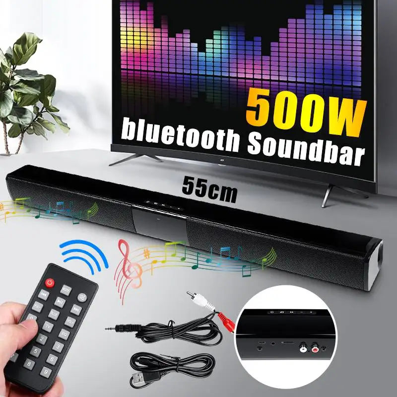 

550mm 20W 5 In1 Wireless Bluetooth Soundbar Hi-Fi Stereo Speaker Home Theater TV Strong Bass Sound Bar Subwoofer