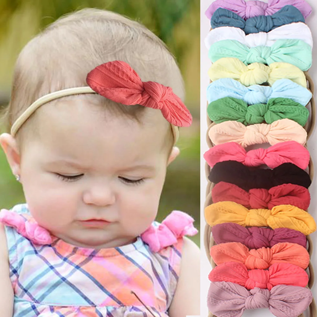 

6pcs/lot Baby Girls Headwrap Nylon Children Bowknot Headbands Elastic Bow Turban Headbands Hair Accessories Hairbows for Kids