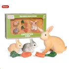 Набор моделей фермерских кроликов Oenux небольшого размера, Фигурка кролика, фигурка дикой пустыни, хлопчатобумажного кролика, милые украшения для торта, детская игрушка