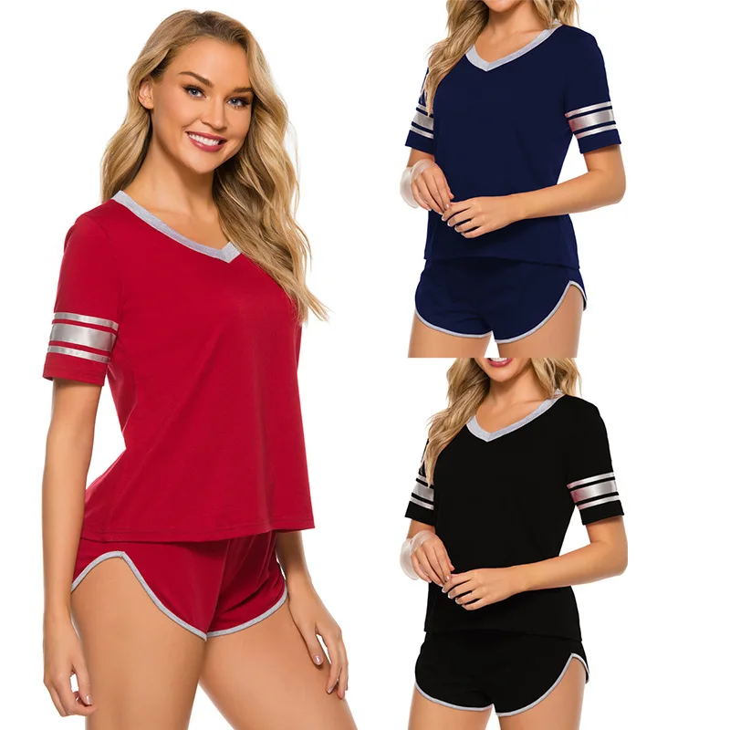 Пижама для женщин однотонная хлопковая сексуальная пижама с v образным вырезом