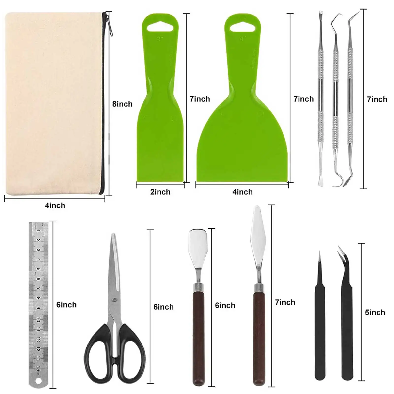 

12PCS Vinyl Weeding Tools Set Basic Craft Weeding Kit Scissors Scraper Tweezers Carving For DIY Scrapbook Silhouettes Cutting