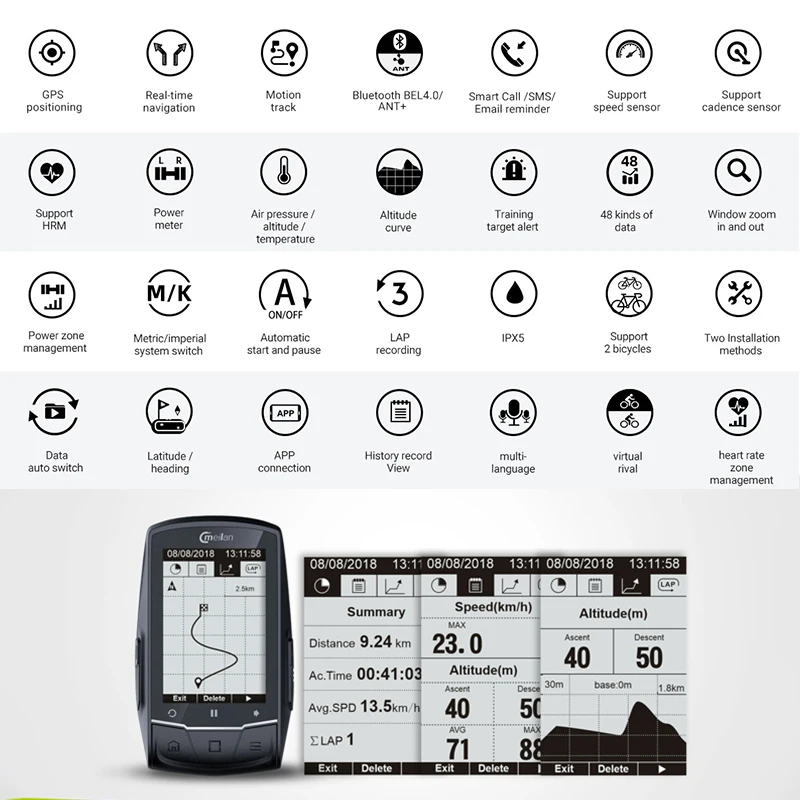 Cycling Computer MEILAN M1 finder GPS Cycling Computer Korean Japane Polish German Spanish French Outdoor Navigation speedometer