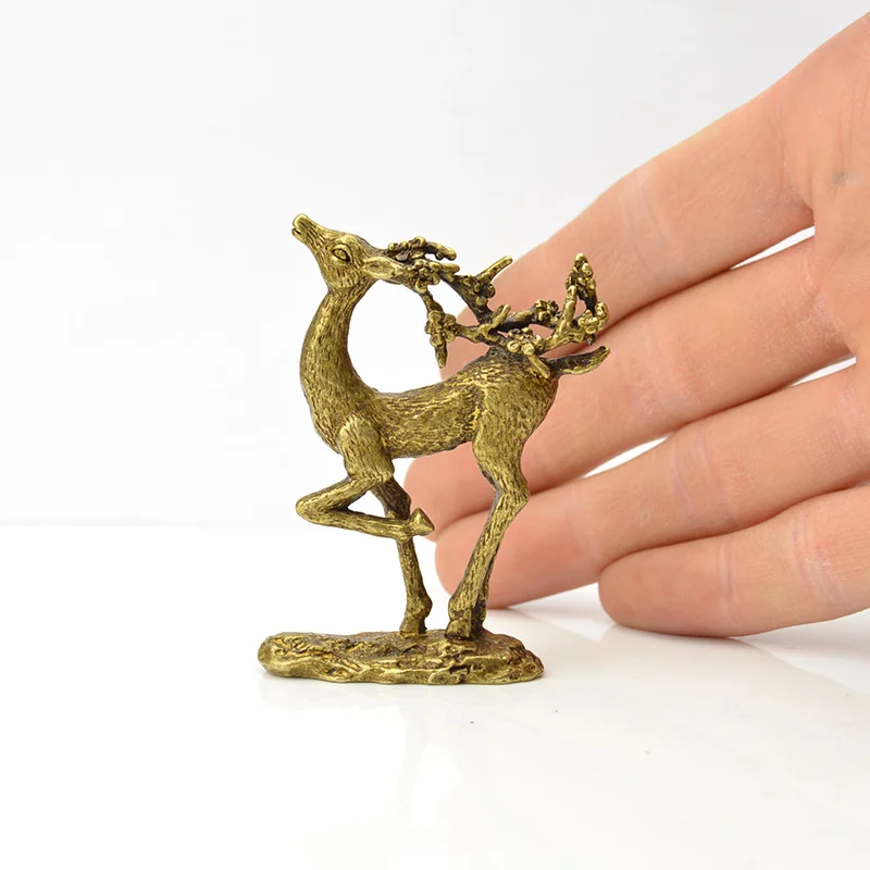 Старинное медное настольное украшение Sika Deer маленькие винтажные латунные