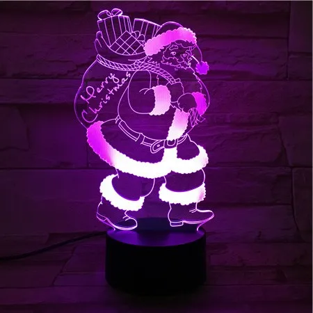 3d лампа милый подарок на Рождество Санта Клаус для детей сенсорный датчик