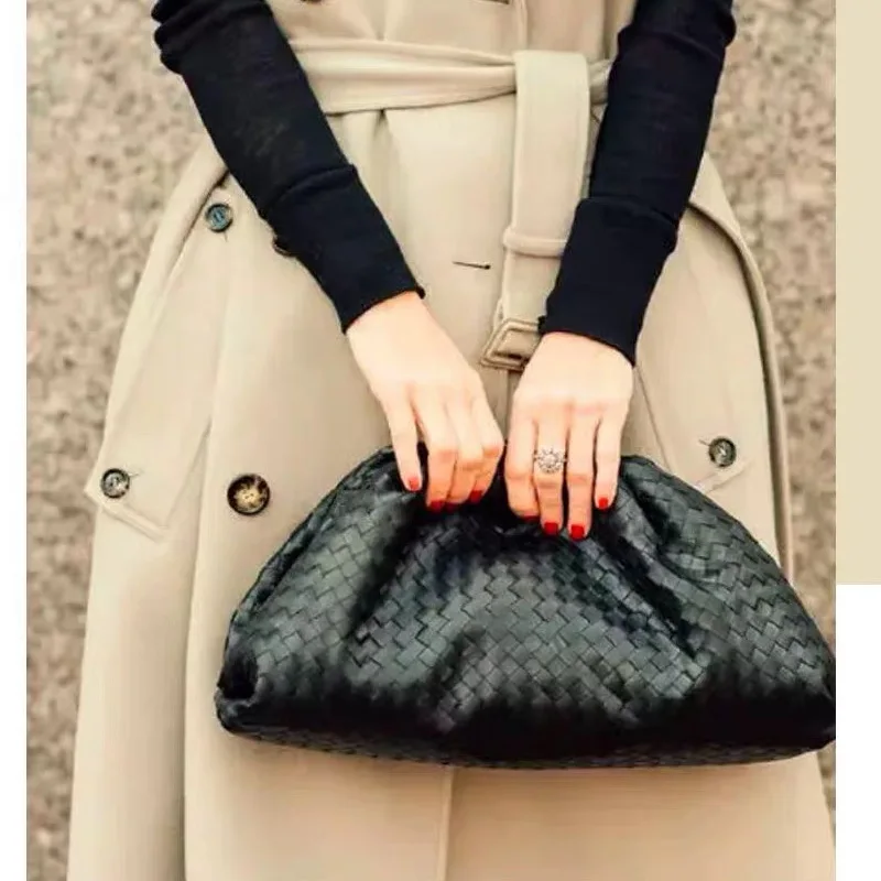 Фото Кожаный тканый конверт сумка для вязания роскошные женские сумки дизайнерские (купить)