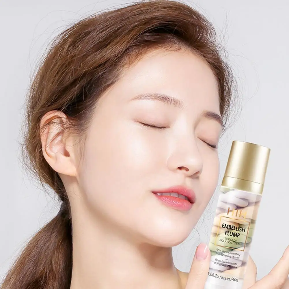 

Rainbow Tricolor Makeup Base Isolation Makeup Pre-milk Invisible Face Concealer Pore Brighten Base Cream Z2Z0