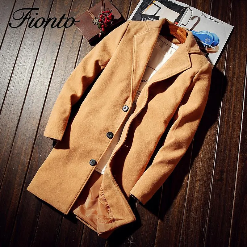 FIONTO британский стиль большой размер Мужская зимняя Дикая мода Slim Fit многоцветное