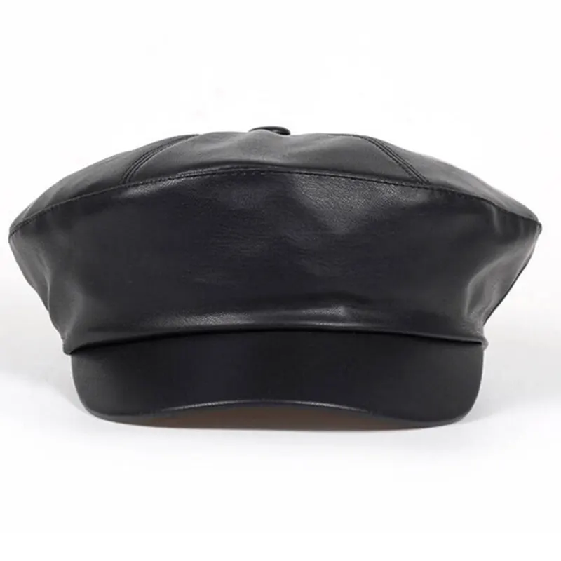 Винтажный берет из искусственной кожи для женщин и мужчин осенне-зимняя плоская