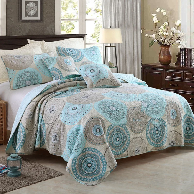 

European Style Pure Cotton Quilted Three-piece Bed Cover Set Double Bed Cover Thick Quilts Tatami Sheet Bedspread