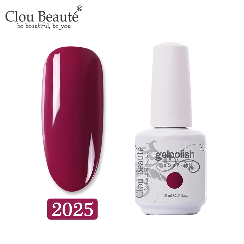 2025 Clou Beaute 15 мл цветной гель-краска УФ-гель для ногтей замачиваемый светодиодный лак для ногтей Гель-лак для ногтей Полупостоянный лак для ногтей - Цвет: 2025