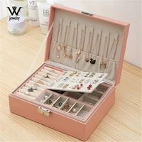 we new high capacity leather jewelry box travel jewelry organizer multifunction necklace earring ring storage box women gifts