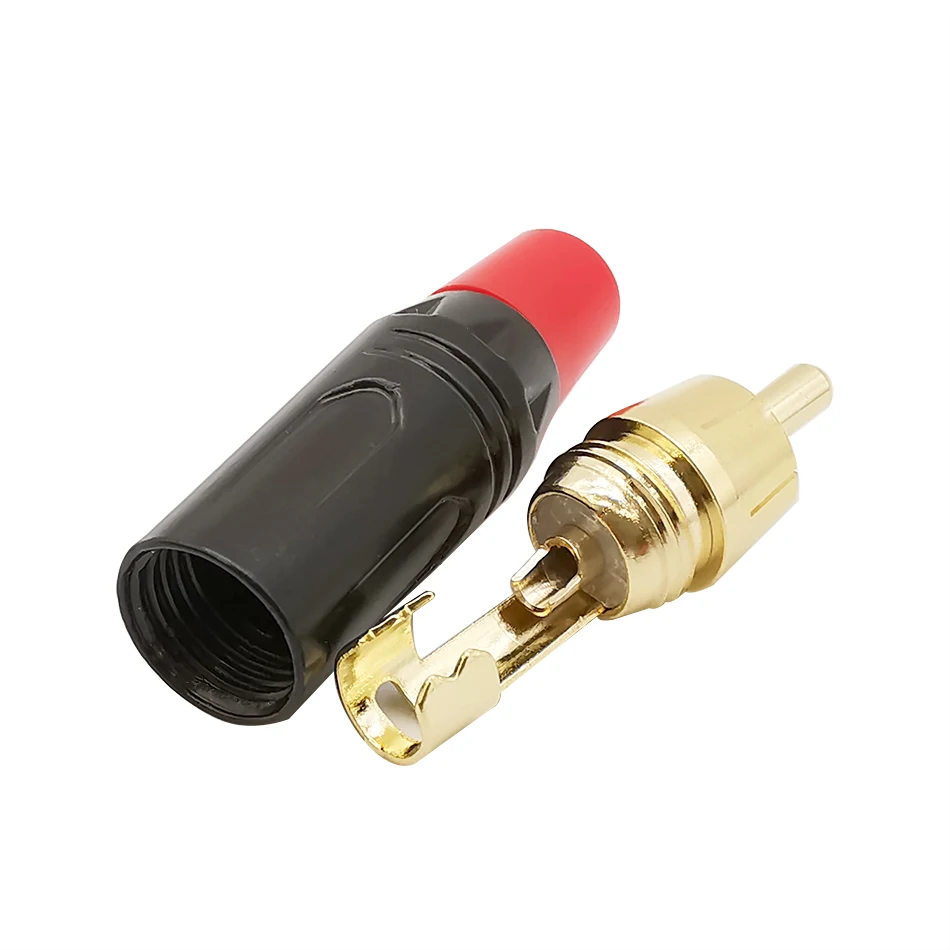 

2Pcs RCA Plug Audio Adapter Pigtail Speaker Audio Cable Black & Red RCA Connector Gold Plated RCA Male Connectors