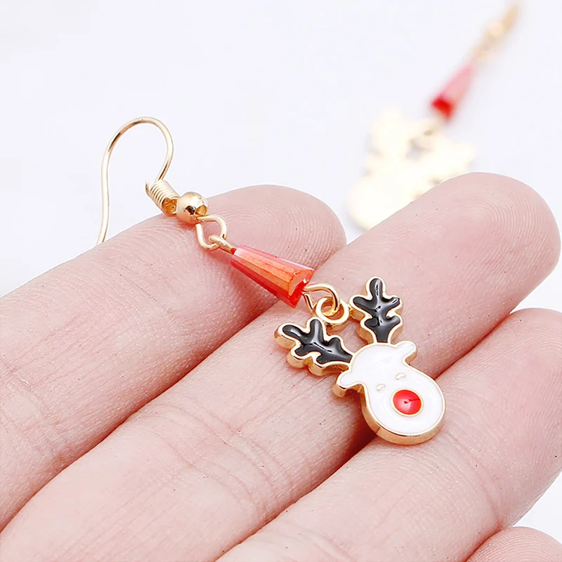 Серьга с рождественской тематикой кулон олень Санта Клаус Рождественская елка