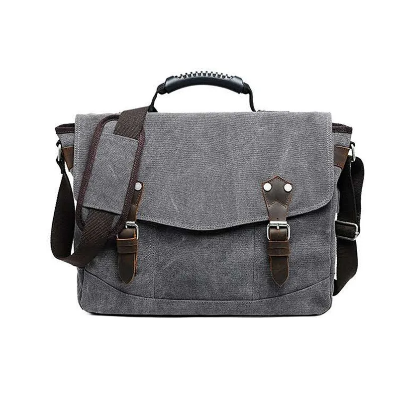 Meipitila canvas shoulder bag men's European and American leather computer bag multifunctional European and American handbag