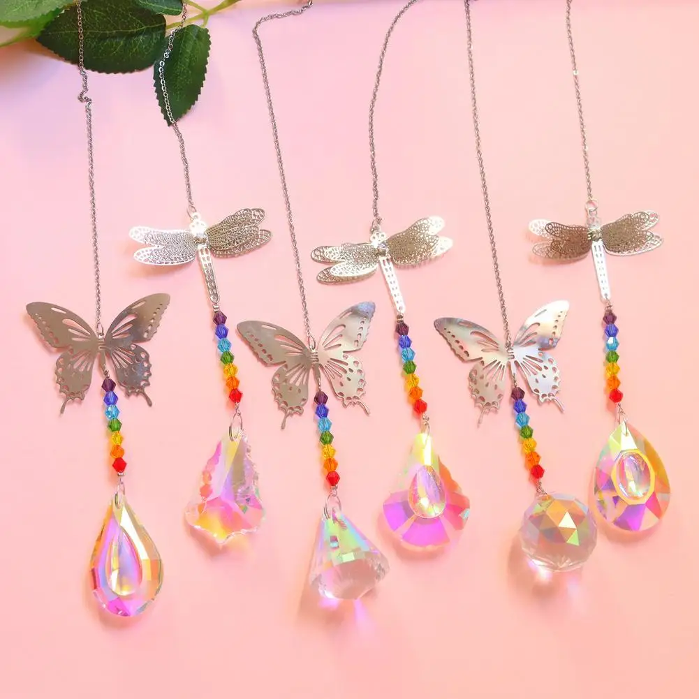 

6 Pack Crystal Ball Pendant Prism Butterfly Crystal Pendant Sun Catcher Rainbow Maker Crystal Art Wall Decor Home Decoration