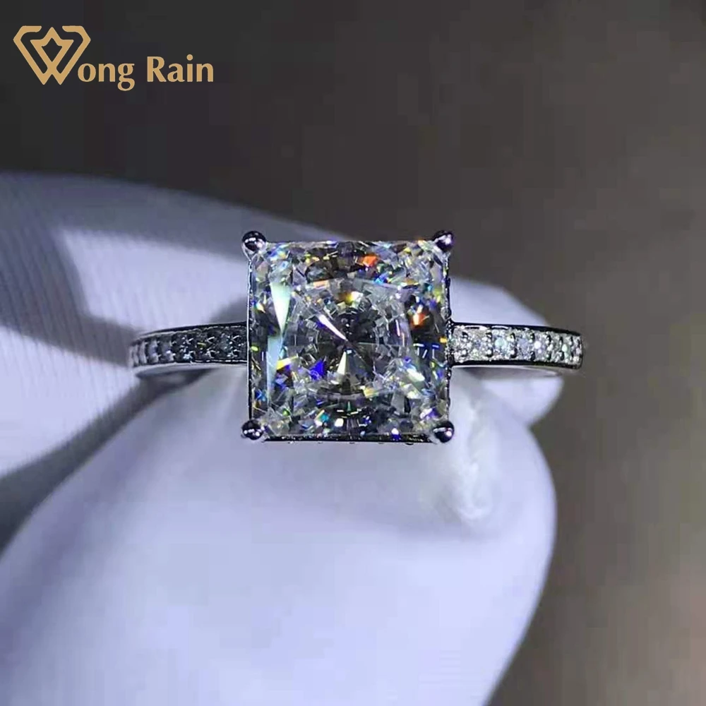 Wong Rain 100% 925 Sterling Silver 2 CT D Created Moissanite Diamonds Personality Couple Ring Customized Ring Fine Jewelry Gifts