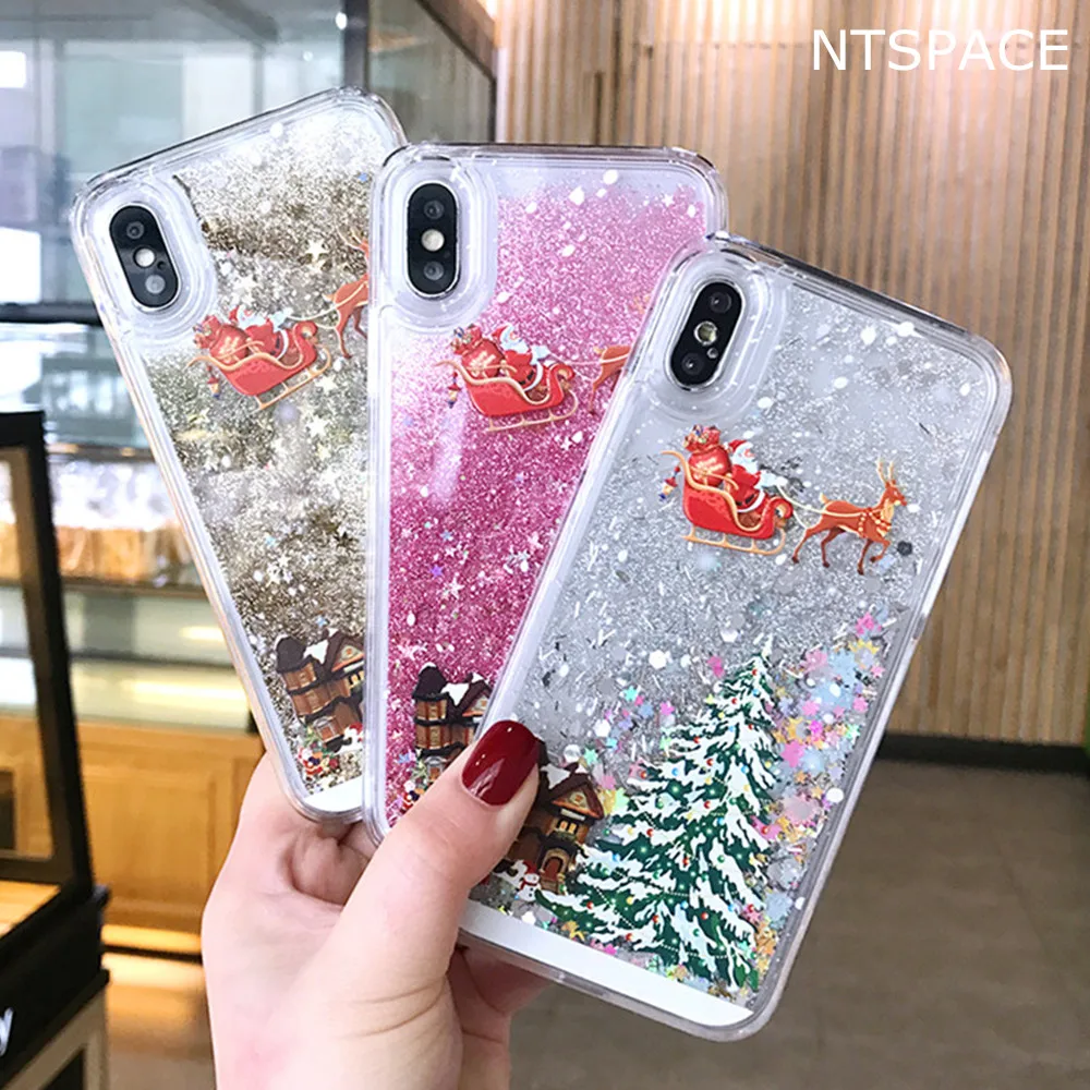 Динамичными плавающими жидкими Рождественский Чехол для мобильного телефона