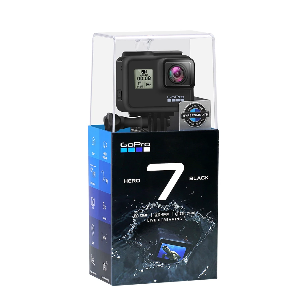 GoPro HERO 7 черная Водонепроницаемая Экшн-камера с сенсорным экраном Спортивная камера Go Pro HERO 7 12 МП стабилизация прямых потоковых фотографий