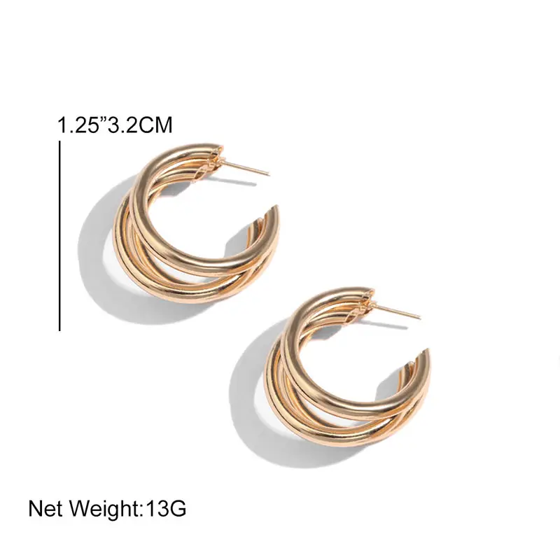 Женские серьги-кольца в Корейском стиле JUST FEEL винтажные массивные золотого цвета