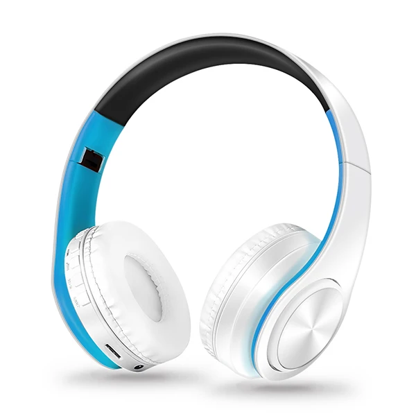 White blue Беспроводные Bluetooth наушники, стерео гарнитура, музыкальная гарнитура, поддержка sd-карты с микрофоном для мобильных телефонов, ipad, iphone, sumsamg - Цвет: White blue