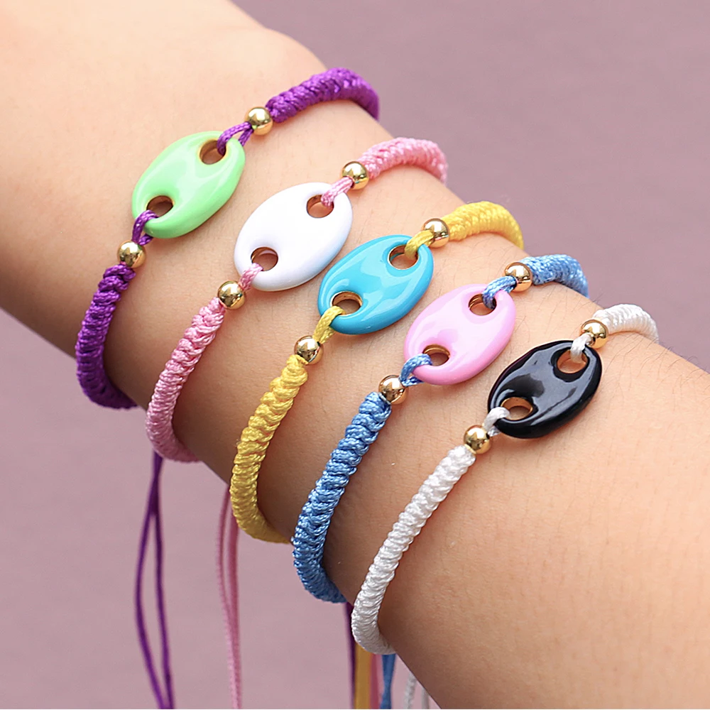 Браслет цепочка для женщин и мужчин флуоресцентный плетёный браслет с радужной