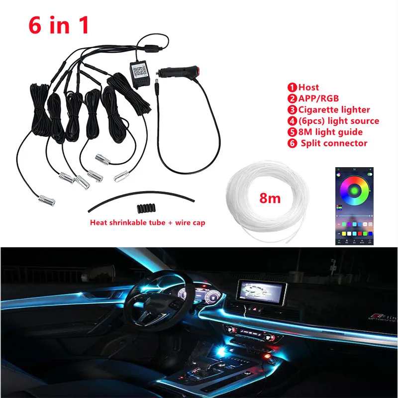 Car LED EL Neon Strip Lights RGB Ambient Light Sound Control With 12V Cigarette Lighter Auto Interior Decorative Atmosphere Lamp
Car LED EL Neon Strip Lights RGB Ambient Light Sound Control With 12V Cigarette Lighter Auto Interior Decorative Atmosphere Lamp