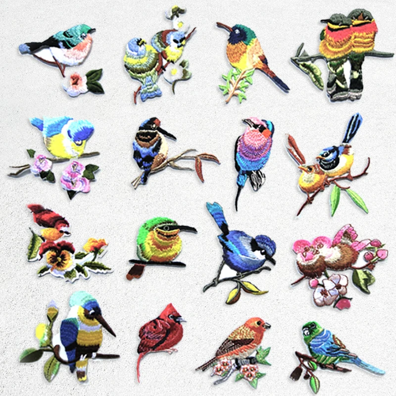 16 видов нашивки в китайском стиле с птицами и животными аппликации вышитыми