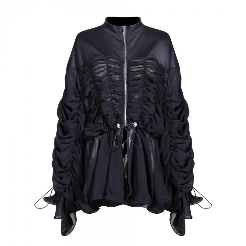 GetSpring женская блуза со стоячим воротником с длинным рукавом Шифоновая рубашка