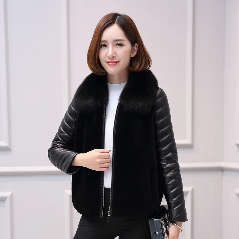 Пальто из натуральной овечьей шерсти Женская куртка кожи зимняя женская с