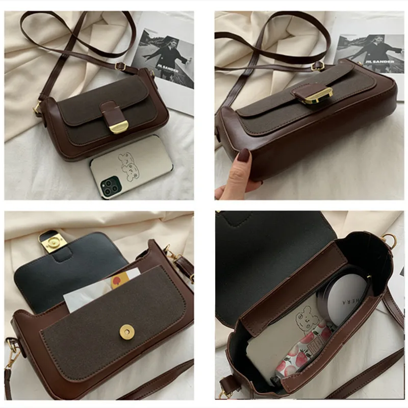 

Crossbody Bags For Women Brown 2020 High Quality Pu Leather Lady Messenger Bag New Fashion Casual Vintage Shoulder Bag Women Bag