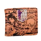 Кошелек с японским аниме атака на Титанов, короткий бумажник с карманом для монет на молнии