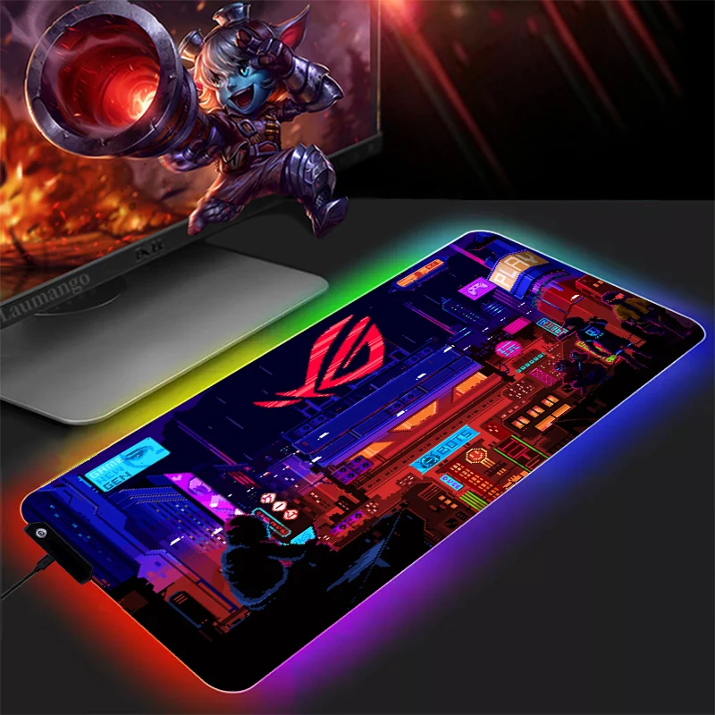

RGB ASUS ROG коврик для мыши геймер ПК Коврик для компьютерной мыши Аниме игровые аксессуары клавиатура большой крутой резиновый для стола CSGO LOL