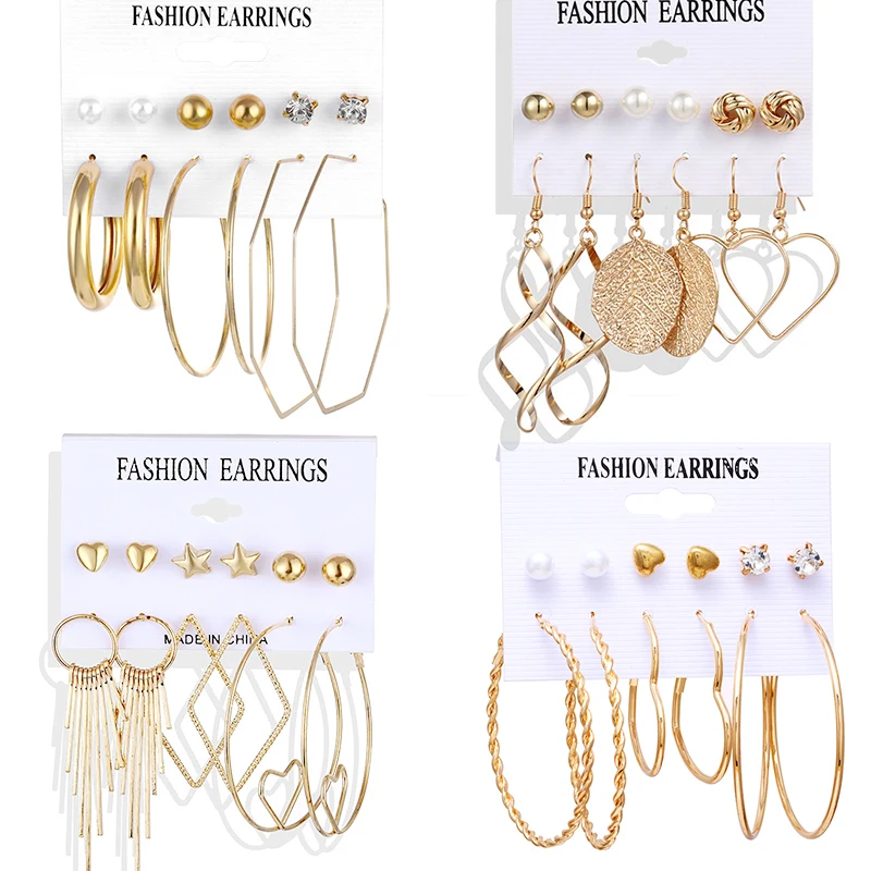 Модные золотые блестящие металлические геометрические серьги-подвески FAMSHIN