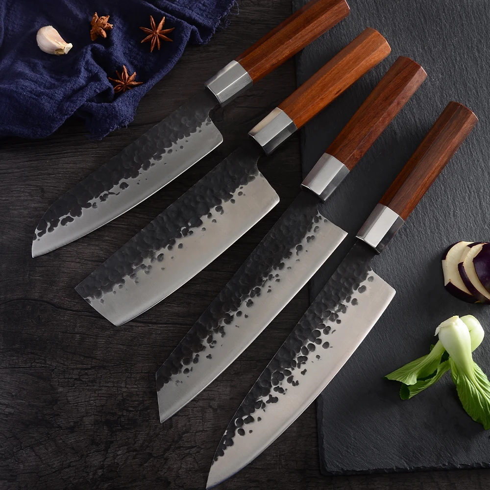 Набор кухонных ножей из нержавеющей стали кованый шеф нож ручной работы с