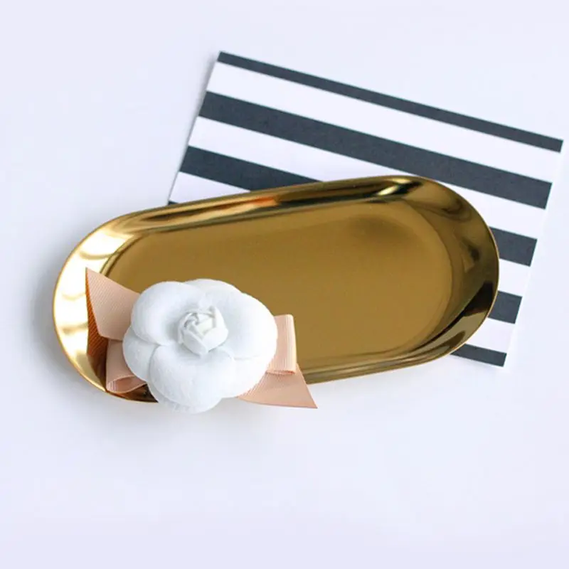 Хит продаж металлический поднос XD для хранения Золотая овальная точечная