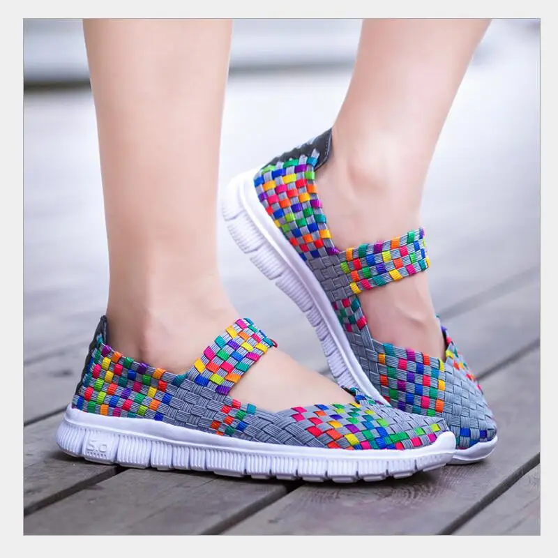 Женская тканая обувь 2018 летняя дышащая ручной работы Модная Удобная