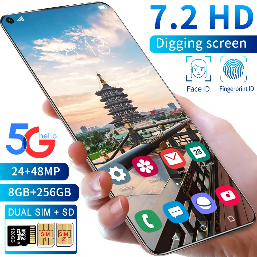 

NEW S40U 7.2 Inch SmartPhone 10 Core MTK 6889 5800mAh 8+256GB Support Face recognition 4G 5G Network Mobilephone