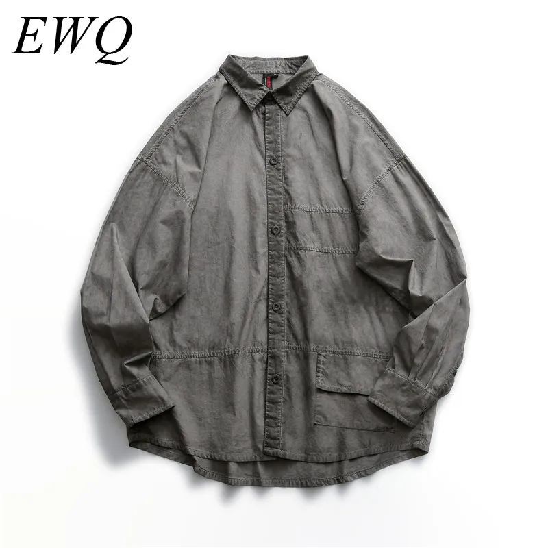 EWQ/can shipping мужская одежда 2020 весна лето серая рубашка для мужчин нерегулярные