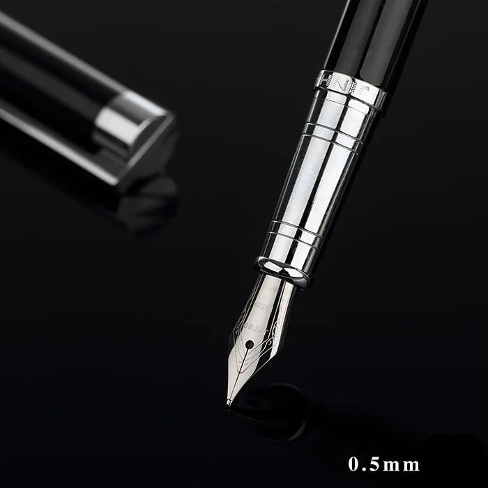 Jinhao классический черный и серебристый перьевая ручка с 0 5 мм перо из иридия в
