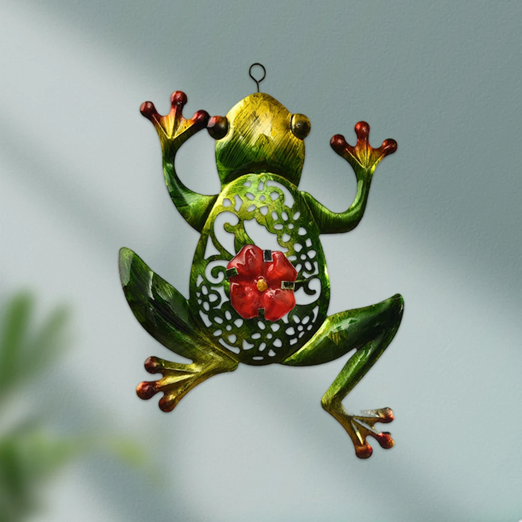 

Metal Frog Wall Artwork Home Door ing Garden Tree Decor Sculptures Outdoor Animal Yard Fence Decoration Statues