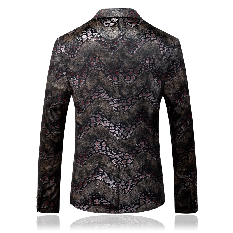 Бархатный пиджак для мужчин 2019 Новый Осень Slim Fit Мужские печатные блейзеры